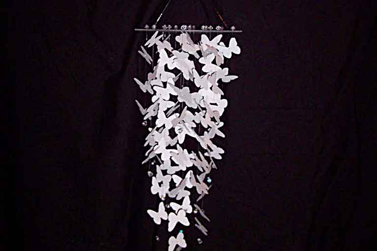 White butterfly paper mobile