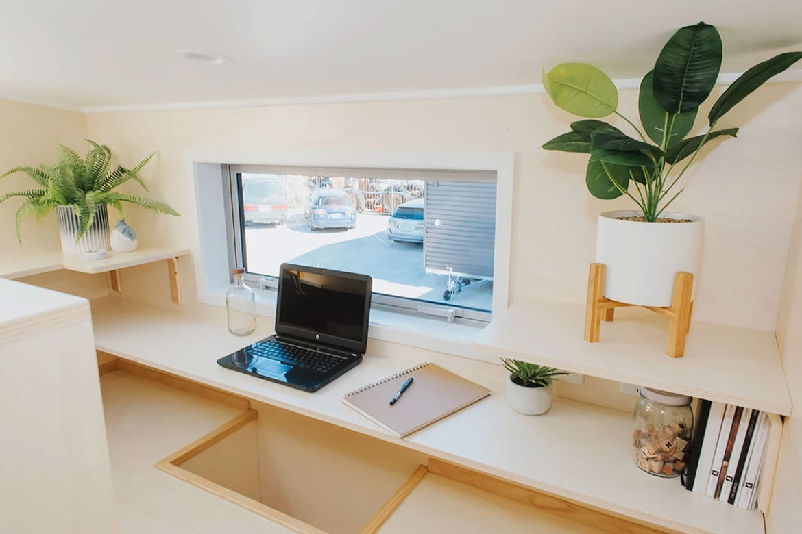 'Wai-Iti' A Tiny House On Wheels With Small Home Office Space In Bedroom!