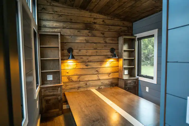 Master bedroom with king-size bed and ample storage in the Big Sky.